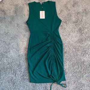 Missguided Green Adjustable Sinch Tie Side Ruched Mini Cami Top Dress NWOT